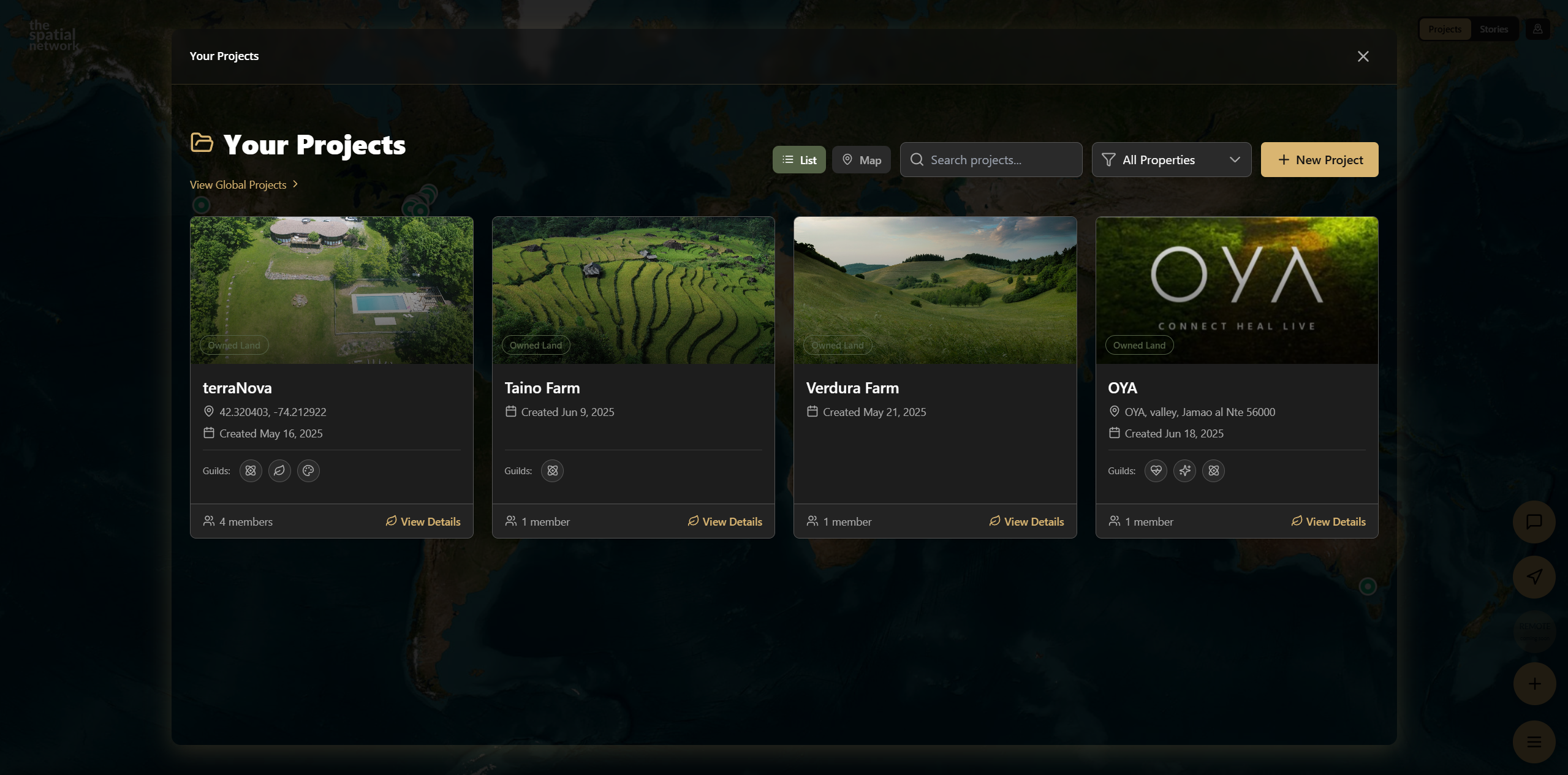 Project dashboard interface showing tasks and status